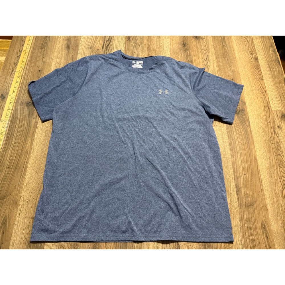 Under Armour Shirts Mens 2XL Blue HeatGear Short Sleeve Heathered Loose Fit
